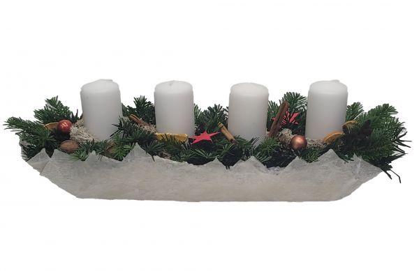 Weihnachtliches Gesteck mit 4 Kerzen